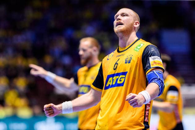 260128 Felix Möller of Sweden during the EHF European Handball Championship main round match between Switzerland and Sweden on January 28, 2026 in Malmö. Photo: Petter Arvidson BILDBYRAN kod PA PA1145 handball handboll handball handbolls-em 2026 schweiz sverige sweden ehf european handball championship switzerland bbeng Copyright: PETTERxARVIDSON BB260128PA157