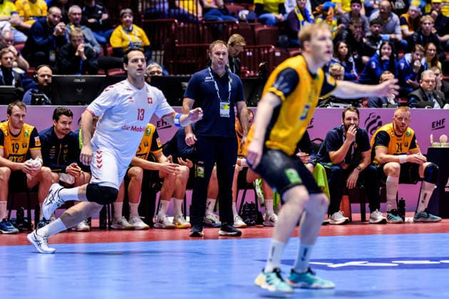 260128 Head coach Michael Apelgren of Sweden during the EHF European Handball Championship main round match between Switzerland and Sweden on January 28, 2026 in Malmö. Photo: Petter Arvidson BILDBYRAN kod PA PA1145 handball handboll handball handbolls-em 2026 schweiz sverige sweden ehf european handball championship switzerland bbeng Copyright: PETTERxARVIDSON BB260128PA158