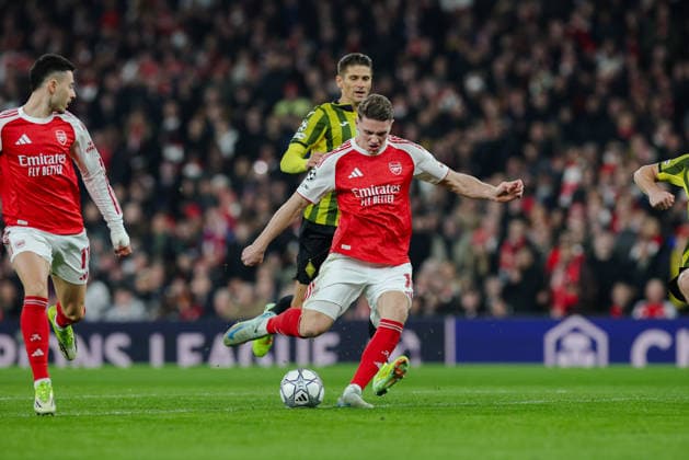 Champions League 2025 26 League Stage Arsenal v Kairat Almaty Emirates Stadium 28.01.2026 Viktor Gyökeres of Arsenal scores and celebrates 1-0 Champions League 2025 26 League Stage Arsenal v Kairat Almaty Emirates Stadium 28.01.2026 Photograph By Marc Aspland The Times  Copyright: xMarcxAsplandx NINTCHDBPICT001054811711