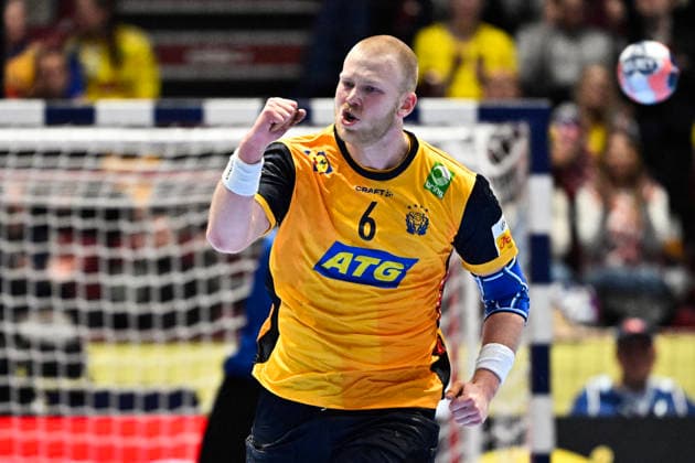 Sweden s Felix Möller during the 2026 EHF European Men s Handball Championship (the EHF Euro 2026) main round match between Switzerland and Sweden at Malmö Arena, Malmö, Sweden, January 28, 2026. MALMÖ SWEDEN x50090x