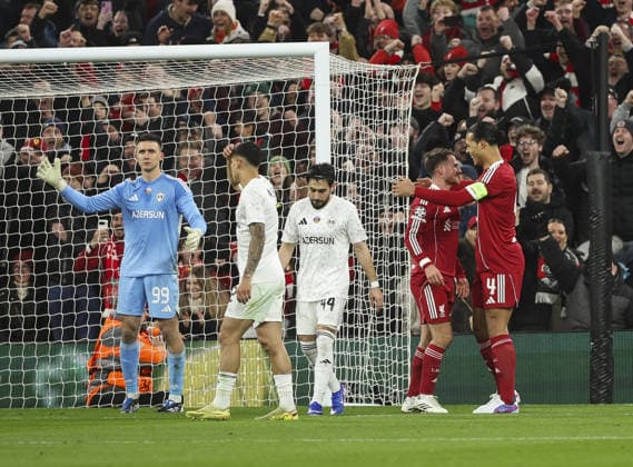 Liverpool v Qarabag, UEFA Champions League, League Phase 28.01.26 Liverpool v Qarabag, UEFA Champions League, League Phase Bradley Ormesher The Times Alexis Mac Allister of Liverpool scores and celebrates scoring his teams opening goal of the match 1-0  Copyright: xBradleyxOrmesherx NINTCHDBPICT001054814752