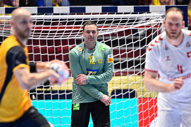 MALMÖ, SVERIGE 20260128 Sveriges malvakt Andreas Palicka under matchen i mellanrundan i handbolls-EM mellan Schweiz och Sverige i Malmö Arena, Malmö, Sverige, 28 januari, 2026. MALMÖ SVERIGE x50090x