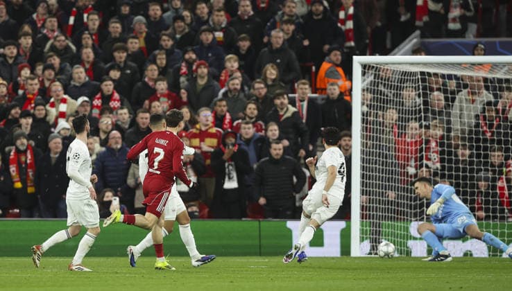 Liverpool v Qarabag, UEFA Champions League, League Phase 28.01.26 Liverpool v Qarabag, UEFA Champions League, League Phase Bradley Ormesher The Times Florian Wirtz of Liverpool scores and celebrates scoring his teams 2nd goal  Copyright: xBradleyxOrmesherx NINTCHDBPICT001054817066