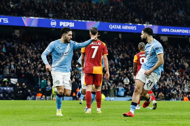 Manchester, England, 28th January 2026. Rayan Cherki of Manchester City celebrates his goal to make it 2-0 during the Manchester City vs Galatasaray UEFA Champions League match at the Etihad Stadium, Manchester. Picture credit should read: Cody Froggatt Sportimage EDITORIAL USE ONLY. No use with unauthorised audio, video, data, fixture lists, club league logos or live services. Online in-match use limited to 120 images, no video emulation. No use in betting, games or single club league player publications. SPI_028_CF_Man_City_Galatasaray SPI-4489-0069