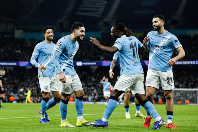 Manchester, England, 28th January 2026. Rayan Cherki of Manchester City celebrates his goal to make it 2-0 during the Manchester City vs Galatasaray UEFA Champions League match at the Etihad Stadium, Manchester. Picture credit should read: Cody Froggatt Sportimage EDITORIAL USE ONLY. No use with unauthorised audio, video, data, fixture lists, club league logos or live services. Online in-match use limited to 120 images, no video emulation. No use in betting, games or single club league player publications. SPI_029_CF_Man_City_Galatasaray SPI-4489-0070