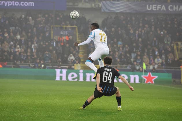 FOOTBALL : Club Brugge vs Olympique de Marseille - UEFA Ligue des Champions - 28 01 2026 Timothy WEAH (Marseille) lors du match Club Brugge vs Olympique de Marseille, UEFA Ligue des Champions phase de Ligue J8, Jan Breydelstation Bruges, le 28 janvier 2026 - photo Laurent Sanson PsnewZ  Copyright: xLaurentxSANSONx xPsnewZx