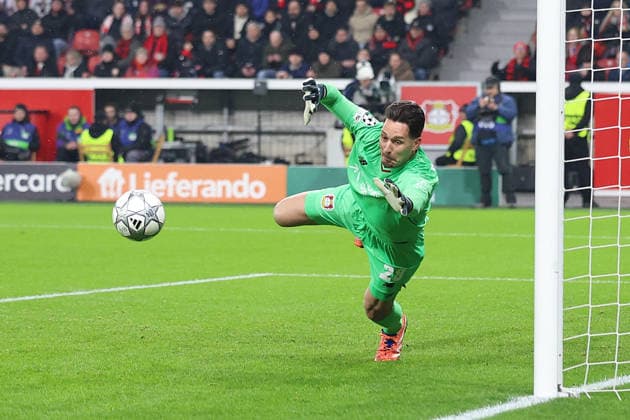 28.01.2026, xrekx, Fussball UEFA Champions League, Bayer 04 Leverkusen - FC Villareal v.l. Janis Blaswich (Bayer 04 Leverkusen) (DFL DFB REGULATIONS PROHIBIT ANY USE OF PHOTOGRAPHS as IMAGE SEQUENCES and or QUASI-VIDEO) Leverkusen
