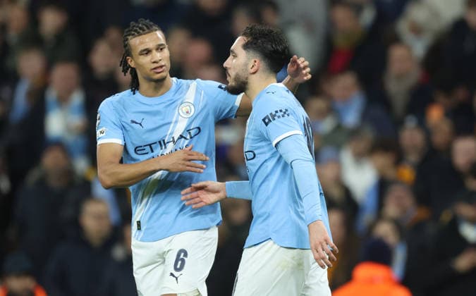 Manchester City v Galatasaray A.S. - UEFA Champions League 2025 26 League Phase MD8 Nathan Ake of Manchester City and Rayan Cherki of Manchester City celebrate 2nd goal during the UEFA Champions League 2025 26 League Phase MD8 match between Manchester City and Galatasaray A.S. at City of Manchester Stadium on January 28, 2026 in Manchester, England. WARNING! This Photograph May Only Be Used For Newspaper And Or Magazine Editorial Purposes. May Not Be Used For Publications Involving 1 player, 1 Club Or 1 Competition Without Written Authorisation From Football DataCo Ltd. For Any Queries, Please Contact Football DataCo Ltd on +44 (0) 207 864 9121 Manchester City of Manchester Stadium England United Kingdom Copyright: xAllstarxPicturexLibraryxLtdx