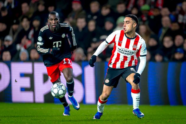 PSV Eindhoven defender Sergino Dest during the match PSV Eindhoven vs FC Bayern Munchen at the Philips stadium for the Champions League - League phase - Matchday 8 season 2025-2026 in EINDHOVEN, Netherlands on 28 01 2026, -