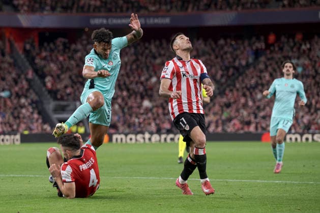 UEFA Champions League Athletic Club vs Sporting Clube de Portugal Luis Suarez of Sporting Clube de Portugal and Yuri Berchiche of Athletic Club in action during Champions League 2025-26 League phase match between Athletic Club and Sporting Clube de Portugal at San mames stadium. Bilbo (Basque Country). January 28, 2026. (Gari Garaialde Bostok Photo) Bilbao Bizkaia Spain Editorial Use Only  Copyright: xGarikoitzxGaraialdex xBostokxPhotox Bostok Photo GarixGaraialdex GG2601280209