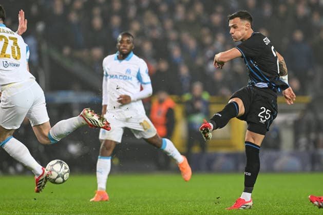 260127 Club Brugge vs Marseille Aleksandar Stankovic (25) of Club Brugge pictured in action during the Uefa Champions League 8th matchday in the League phase game in season 2025 - 2026 between Club Brugge KV and Olympique de Marseille on January 28 , 2026 in Brugge, Belgium. (Photo by David Catry Isosport) Brugge Belgium  Copyright: xDavidxCatryx 20260128DC2_7835