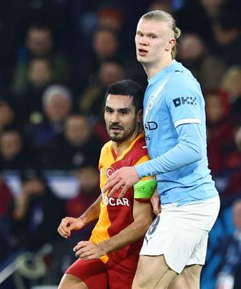 Ilkay Gundogan of Galatasaray and Erling Haaland of Manchester City Manchester City v Galatasaray, UEFA Champions League, Group Stage, Football, Etihad Stadium, Manchester, UK - 28 Jan 2026Manchester Etihad Stadium United Kingdom EDITORIAL USE ONLY No use with unauthorised audio, video, data, fixture lists, club league logos or live services. Online in-match use limited to 120 images, no video emulation. No use in betting, games or single club league player publications. Copyright: xMattxWest Shutterstockx 16429496s