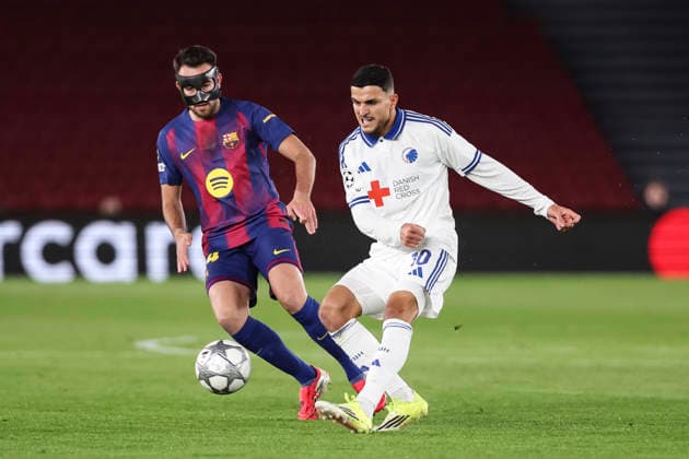 January 28, 2026, Barcelona, Barcelona, Spain: Mohamed Elyounoussi of FC Copenhague and Eric Garcia of FC Barcelona, Barca in action during the UEFA Champions League 2025 26 League Phase MD8 match between FC Barcelona and F.C. Copenhagen at Spotify Camp Nou stadium on January 28, 2026 in Barcelona, Spain. Barcelona Spain - ZUMAa181 20260128_zaa_a181_068 Copyright: xJavierxBorregox