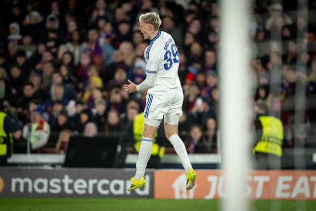 Viktor Daoason (FC Copenhagen) celebrates during a UEFA Champions League match between FC Barcelona, Barca and Copenhagen at Spotify Camp Nou in Barcelona, , Spain, on January 28 2026. Photo by Felipe Mondino Copyright: x@FELIPExMONDINOx