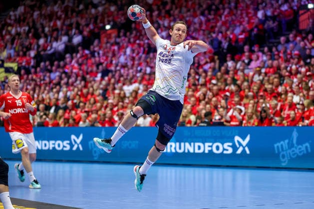 28.01.2026, Handball, Men s EHF EURO 2026, Dänemark - Norwegen, Jyske Bank Boxen in Herning, Dänemark, Main Round: Sander Sagosen (Norway 05) Dänemark