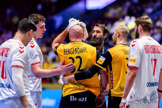 260128 Oscar Bergendahl of Sweden during the EHF European Handball Championship main round match between Switzerland and Sweden on January 28, 2026 in Malmö. nPhoto: Petter Arvidson BILDBYRAN kod PA PA1145 handball handboll handball handbolls-em 2026 schweiz sverige sweden ehf european handball championship switzerland bbeng bbauto Copyright: PETTERxARVIDSON BB260128PA189