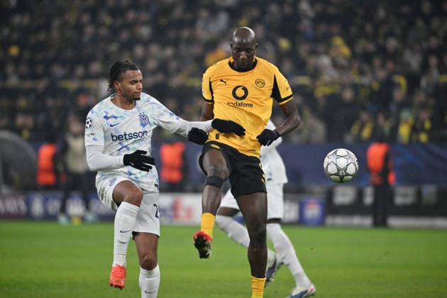 Manuel Akanji (Inter Mailand), Serhou Guirassy (Borussia Dortmund), v.li. 28.01.2026, Fussball, UEFA Champions League 2025 2026, 8. Spieltag, Borussia Dortmund - Inter Mailand UEFA regulations prohibit any use of photographs as image sequences and or quasi-video Dortmund Signal Iduna Park Nordrhein Westfalen Deutschland