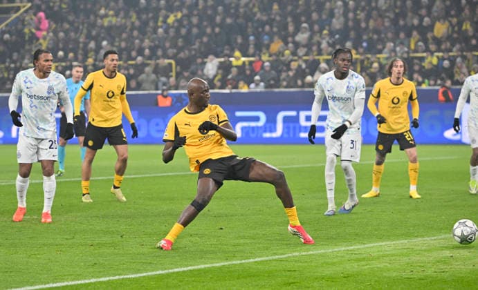 Torchance, Serhou Guirassy (Borussia Dortmund), Aktion, Fussball Champions League, Borussia Dortmund - Inter Mailand, 8. Spieltag, am 28.01.2026 in Dortmund Deutschland. UEFA regulations prohibit any use of photographs as image sequences and or quasi-video Â