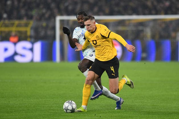 Marcus Thuram (FC Internazionale) und Nico Schlotterbeck (Borussia Dortmund) im Zweikampf waehrend des Spiels der UEFA Champions League 2025 26, 8. Spieltag Ligaphase zwischen Borussia Dortmund und Inter Mailand, BVB Stadion am 28. January 2026 in Dortmund, Deutschland. (Foto von Ralf Treese DeFodi Images) +++ Marcus Thuram (FC Internazionale) und Nico Schlotterbeck (Borussia Dortmund) battle for the ball during the UEFA Champions League 2025 26 League Phase MD8 match between Borussia Dortmund and FC Internazionale Milano at BVB Stadion Dortmund on January 28, 2026 in Dortmund, Germany. (Photo by Ralf Treese DeFodi Images) -