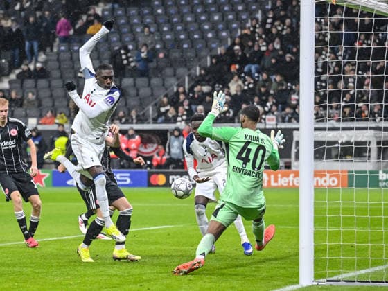Randal Kolo Muani (Tottenham Hotspur) scores his team s first goal during the UEFA Champions League 2025 26 League Phase MD8 match between Eintracht Frankfurt and Tottenham Hotspur at Frankfurt Stadion on January 28, 2026 in Frankfurt am Main, Germany. (Photo by Harry Langer DeFodi Images) -