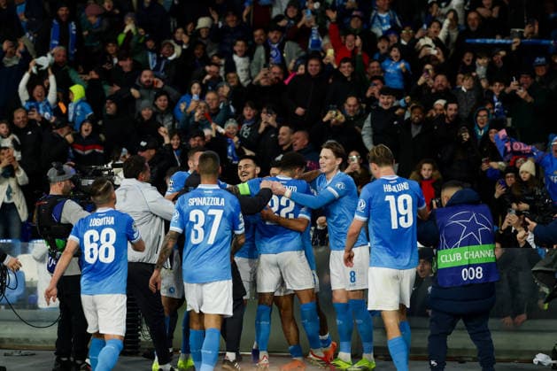 Napoli™s Antonio Vergara celebrates after scoring goal 1-1 during the UEFA Champions League football match between Napoli vs Chelsea - Champions League 2025 2026 - Diego Armando Maradona stadium January 28, 2026 Naples, Italy soccer  Copyright: xAlessandroxGarofalo LaPressex