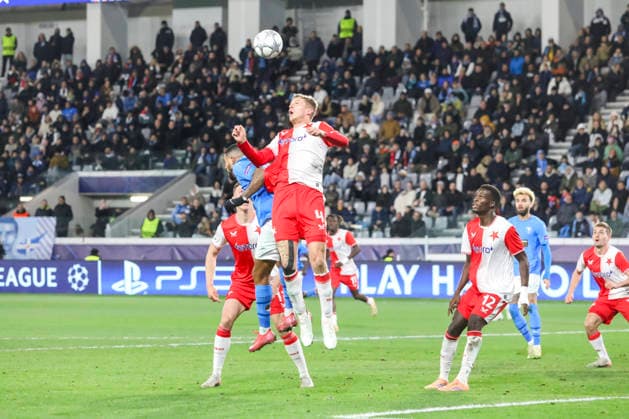 UEFA CL : Pafos vs Slavia Praha DAVID ZIMA of Slavia Praha heads the ball. Pafos plays against Slavia Praha for the League Phase of the UEFA Champions League in Limassol stadium, Limassol, Cyprus, on Jan. 28, 2026. Limassol Cyprus Copyright: xKOSTASxPIKOULASx