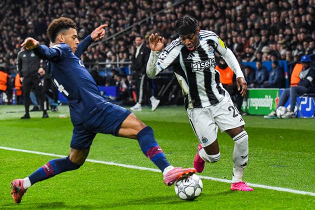 FOOTBALL : Paris Saint Germain vs Newcastle United - Ligue des Champions - Phase de Ligue - JournÃ e 8 - 28 01 2026 Anthony Elanga (Newcastle United) Desire Doue (Paris SG) ParisFrance  Copyright: xBaptistexAutissierx