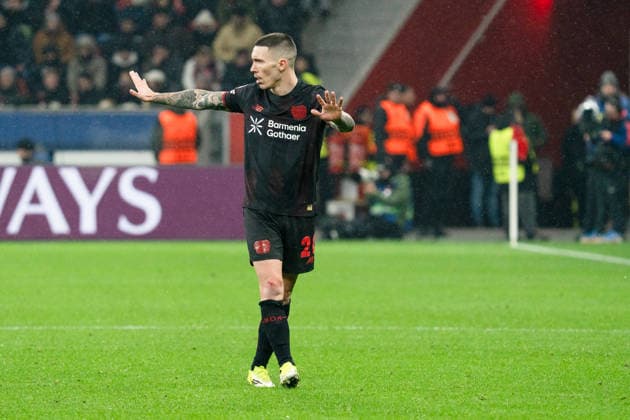 UEFA Champions League 2025 26 Bayer 04 Leverkusen vs. Villarreal CF 8. Spieltag der Ligaphase Mittwoch, 28.01.2026 BayArena (Nordrhein-Westfalen, Deutschland) Alejandro Grimaldo ( 20) Copyright: xCelinaxLeiersx