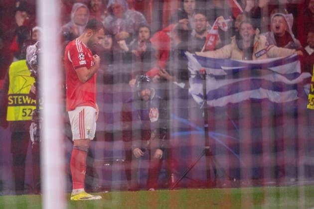 January 28, 2026, Lisbon, Lisbon, Portugal: LISBON, PORTUGAL - JANUARY 28: VANGELIS PAVLIDIS from SL Benfica is seen celebrating his goal during the UEFA Champions League 2025 26 MD8 match between SL Benfica and Real Madrid CF, at Estadio do Lisboa e Benfica on January 28, 2026 in Lisbon, Portugal Lisbon Portugal - ZUMAl192 20260128_zsp_l192_048 Copyright: xMiguelxLemosx