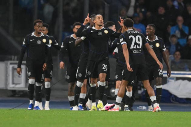 Joao Pedro of Chelsea FC celebrates after scoring goal in the 61th minute for 2-2 during Uefa Champions League - Match Day 8- Championship between S.S.C. Napoli and Chelsea FC at the Maradona Stadium on Jan 28, 2026 in Naples, Italy. during SSC Napoli vs Chelsea FC, UEFA Champions League football match in Naples, Italy, January 28 2026  Copyright: xRobertoxRamaccia IPAxSportx xipa-agency.netx xx IPA_70674291 IPA_Agency_IPA70674291