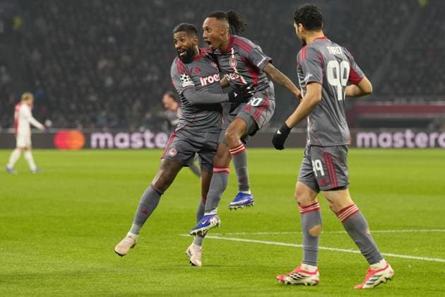 AMSTERDAM , 28-01-2026 , JohanCruijff ArenA , season 2025 2026 , UEFA Champions League football , League phase Matchday 8 , match between Ajax and Olympiacos , picture shows Olympiacos player Gelson Martins celebrates after scoring the goal 0-1 Ajax - Olympiacos  x201146467x Copyright: