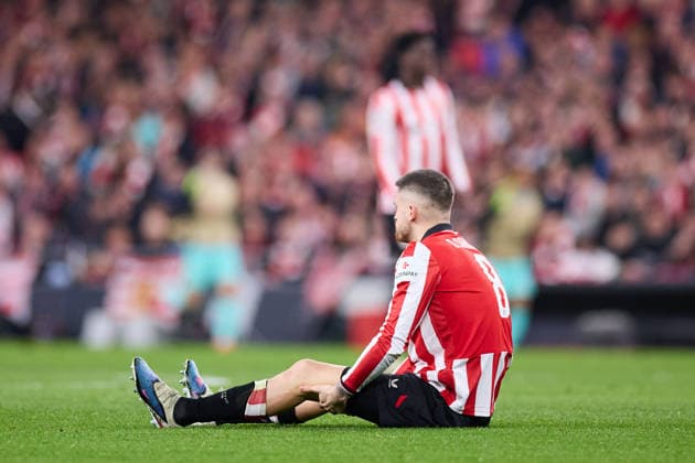 January 28, 2026, Bilbao, Vizcaya, Spain: Oihan Sancet of Athletic Club reacts during the UEFA Champions League 2025 26 League Phase MD8 match between Athletic Club and Sporting Clube de Portugal at San Mames on January 28, 2026, in Bilbao, Spain. Bilbao Spain - ZUMAa181 20260128_zaa_a181_186 Copyright: xRicardoxLarreinax