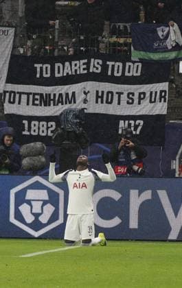 28.01.2026 xmgoodx Frankfurt am Main, Deutsche Bank Park UEFA Champions League Eintracht Frankfurt - Tottenham Hotspur durch Randal Kolo Muani (Tottenham Hotspur, 39) Torjubel nach seinem Tor zum 0:1