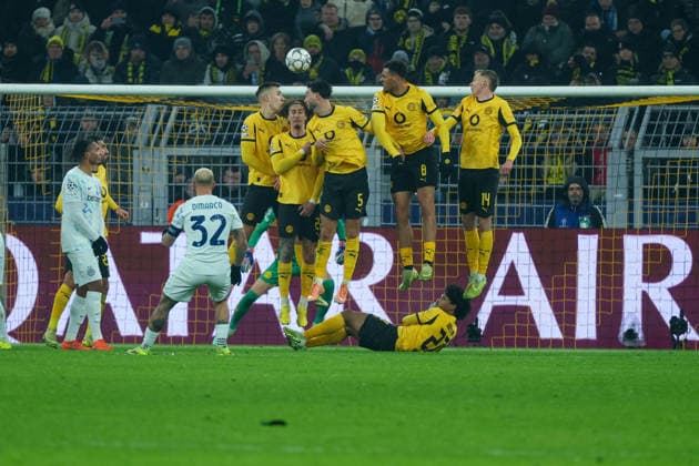 UEFA Champions League - Borussia Dortmund - Inter Mailand am 28.01.2026 im Signal Iduna Park in Dortmund Tor zum 0:1 durch Torschuetze Torschütze Federico Dimarco (Inter 32)