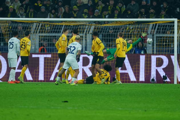 UEFA Champions League - Borussia Dortmund - Inter Mailand am 28.01.2026 im Signal Iduna Park in Dortmund Tor zum 0:1 durch Torschuetze Torschütze Federico Dimarco (Inter 32)