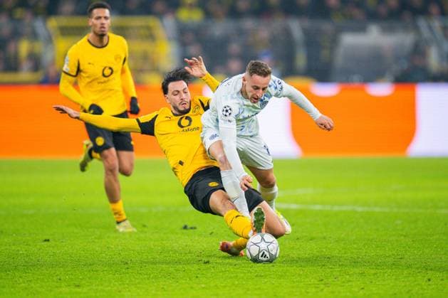 28.01.2026 - Fußball, 2025 2026, UEFA Champions League, 8. Spieltag, Borussia Dortmund - Inter Mailand: (L-R) Ramy Bensebaini (Dortmund), Davide Frattesi (Mailand)