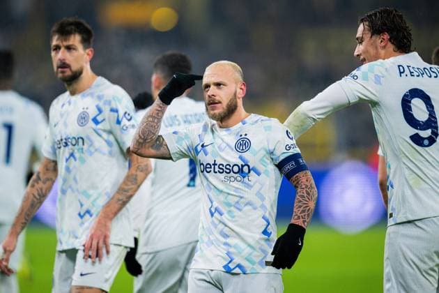 28.01.2026 - Fußball, 2025 2026, UEFA Champions League, 8. Spieltag, Borussia Dortmund - Inter Mailand: Federico Dimarco (Mailand) jubelt nach seinem Tor zum 0:1