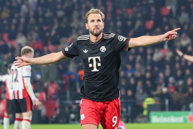 Harry Kane (FC Bayern Muenchen) bejubelt seinen Treffer zum 1:2, UEFA Champions League 2025 26 League Phase MD8, PSV Eindhoven v FC Bayern München, PSV Stadion am 28. January 2026 in Eindhoven, Niederlande. (Foto von Marco Steinbrenner DeFodi Images) Harry Kane (FC Bayern Muenchen) celebrates after scoring his teams second goal, UEFA Champions League 2025 26 League Phase MD8, PSV Eindhoven v FC Bayern München, PSV Stadion, January 28, 2026 in Eindhoven, Netherlands. (Photo by Marco Steinbrenner DeFodi Images) -