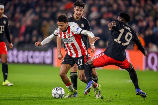 2026-01-28 PSV Eindhoven v FC Bayern Munich - UEFA Champions League 2025 26 League Phase MD8 EINDHOVEN, NETHERLANDS - JANUARY 28: Noah Fernandez of PSV Eindhoven runs with the ball during the UEFA Champions League 2025 26 League Phase MD8 match between PSV Eindhoven and FC Bayern Munich at Philips Stadion on January 28, 2026 in Eindhoven, Netherlands. Eindhoven Philips Stadion Netherlands Content not available for redistribution in The Netherlands directly or indirectly through any third parties. Copyright: xBroerxvanxdenxBoomx