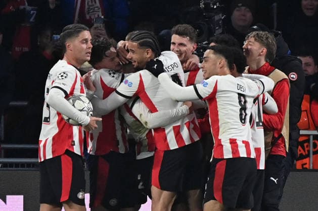 28.01.2026, xjrdrx, Fussball UEFA Champions League, PSV Eindhoven - FC Bayern Muenchen v.l. Torjubel nach dem Tor zum celebrating the goal celebrate 1:1 durch Ismael Saibari (PSV Eindhoven) (DFL DFB REGULATIONS PROHIBIT ANY USE OF PHOTOGRAPHS as IMAGE SEQUENCES and or QUASI-VIDEO) Eindhoven