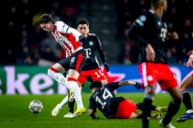 PSV Eindhoven midfielder Paul Wanner during the match PSV Eindhoven vs FC Bayern Munchen at the Philips stadium for the Champions League - League phase - Matchday 8 season 2025-2026 in EINDHOVEN, Netherlands on 28 01 2026, (Photo by Marcel van Dorst EYE4IMAGES) -