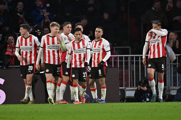 28.01.2026, xjrdrx, Fussball UEFA Champions League, PSV Eindhoven - FC Bayern Muenchen v.l. Torjubel nach dem Tor zum celebrating the goal celebrate 1:1 durch Ismael Saibari (PSV Eindhoven) (DFL DFB REGULATIONS PROHIBIT ANY USE OF PHOTOGRAPHS as IMAGE SEQUENCES and or QUASI-VIDEO) Eindhoven