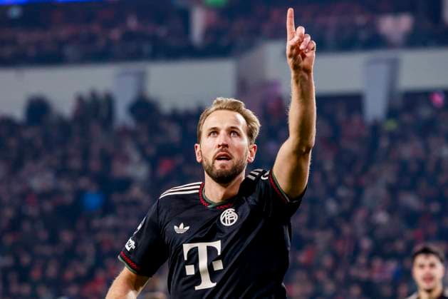 Harry Kane of FC Bayern Munchen celebrates after scoring his teams second goal PSV Eindhoven v FC Bayern Munchen, UEFA Champions League 2025 26 League Phase MD8, PSV Eindhoven v FC Bayern Munchen, PSV Stadion, January 28, 2026, Eindhoven, Netherlands.