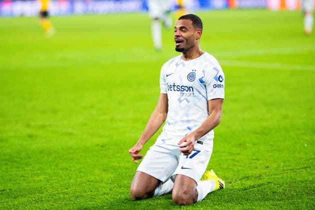 28.01.2026 - Fußball, 2025 2026, UEFA Champions League, 8. Spieltag, Borussia Dortmund - Inter Mailand: Andy Diouf (Mailand) jubelt nach seinem Tor zum 0:2