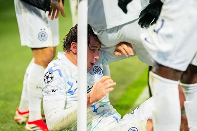 28.01.2026 - Fußball, 2025 2026, UEFA Champions League, 8. Spieltag, Borussia Dortmund - Inter Mailand: Mannschaft (Mailand) jubelt nach dem Tor zum 0:2 von Andy Diouf (Mailand), (M) Pio Esposito (Mailand)