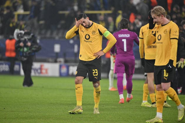 Emre Can (Borussia Dortmund), Julian Brandt (Borussia Dortmund), v.li. 28.01.2026, Fussball, UEFA Champions League 2025 2026, 8. Spieltag, Borussia Dortmund - Inter Mailand UEFA regulations prohibit any use of photographs as image sequences and or quasi-video Dortmund Signal Iduna Park Nordrhein Westfalen Deutschland