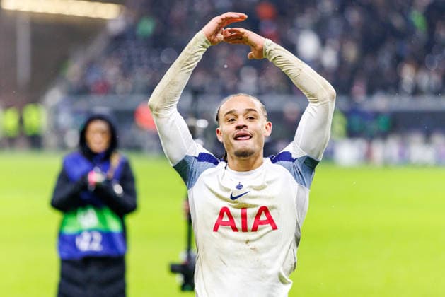 FRANKFURT, DEUTSCHLAND - JANUARY 28: Xavi Simons (Tottenham Hotspur, 7) and teammates celebrate after the team s victory in the UEFA Champions League match between Eintracht Frankfurt vs. Tottenham Hotspur at Eintracht Frankfurt Stadium on matchday 8 of the League Phase on January 28, 2026 in Frankfurt, Deutschland. Hessen Deutschland Copyright: xStephanxHahnex