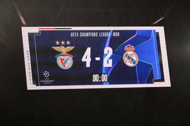 FBL-UEFA Champions League 2025-26 SL Benfica - Real Madrid scoreboard SL Benfica 4 - Real Madrid 2 UEFA Champions League 2025-26 League Phase MD8 match between Lisboa e Benfica and Real Madrid at Estadio da Luz on Wednesday 28 January 2026 in Lisbon, Portugal Copyright: JoaquimxFerreira