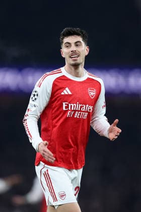 Arsenal v Kairat 28th January 2026, London - UEFA Champions League Football, Group Stage - Arsenal v Kairat - Kai Havertz of Arsenal celebrates scoring their 2nd goal - Photo: Charlotte Wilson Offside. London UK Copyright: xCharlottexWilsonx xOffsidexOffside
