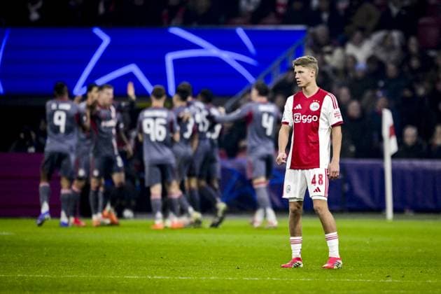 AMSTERDAM - Sean Steur of AFC Ajax reacts after the 0-1 during the UEFA Champions League match between AFC Ajax and Olympiakos Piraeus at the Johan Cruijff ArenA on January 28, 2026, in Amsterdam, Netherlands. OLAF KRAAK ANP UEFA Champions League 2025-2026 xVIxANPxSportx xxANPxIVx 548926681 originalFilename: 548926681.jpg